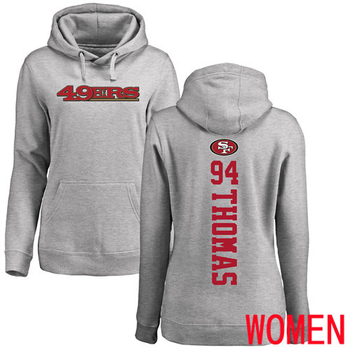 San Francisco 49ers Ash Women Solomon Thomas Backer #94 Pullover NFL Hoodie Sweatshirts